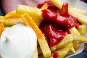 The Berlin Food Bunker - Pommes Frites with Ketchup and Mayonnaise